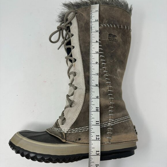 Sorel Cate The Great NL1642-221 Tusk Stone Brown Leather Tall Boots 6 - Picture 13 of 16